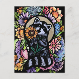 Raccoon Art Blume Raccoons Design & Gestaltung Postkarte