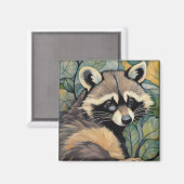 Raccoon Art Nouveau Magnet (Vorderseite/Rückseite)