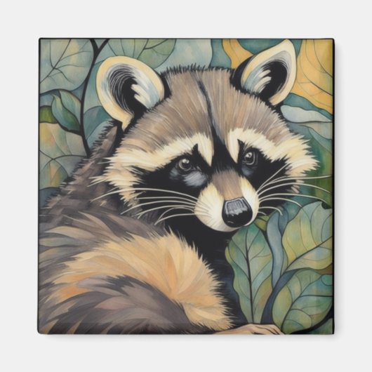 Raccoon Art Nouveau Magnet (Vorne)