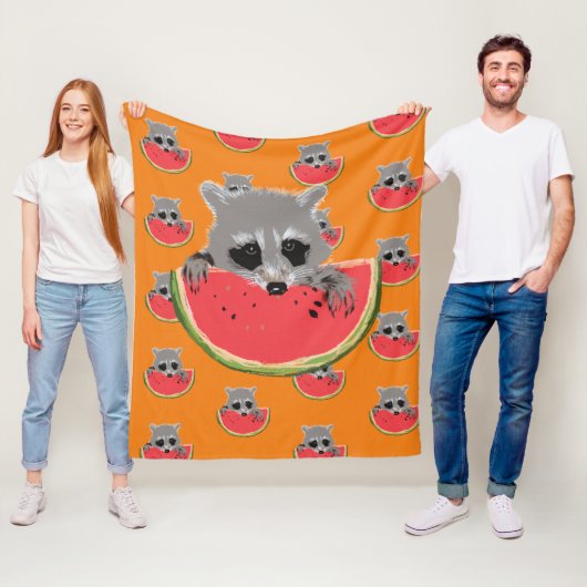 Raccoon aß Wassermelone Fleecedecke (Beispiel)