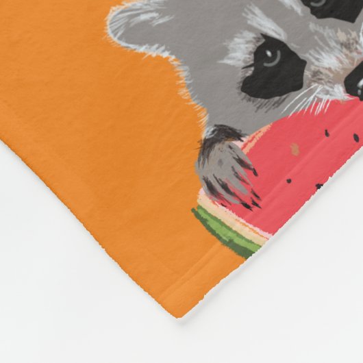 Raccoon aß Wassermelone Fleecedecke (Ecke)