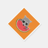 Raccoon aß Wassermelone Serviette (Ecke)