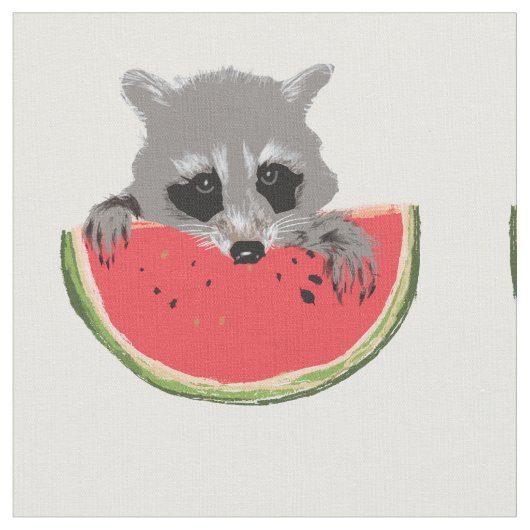 Raccoon aß Wassermelone Stoff (Nahaufnahme)