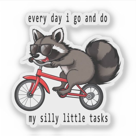 Raccoon auf dem Fahrrad, Ew People raccoon, raccoo Aufkleber (Vorderseite)