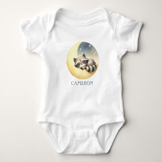 Raccoon auf dem Mond! Adorable Funny Niedlicher In Baby Strampler (Vorderseite)