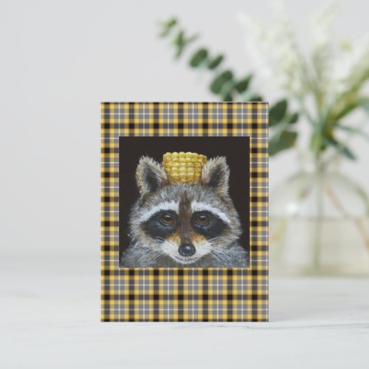 Raccoon auf der karierten Postkarte (Stehend Vorderseite)