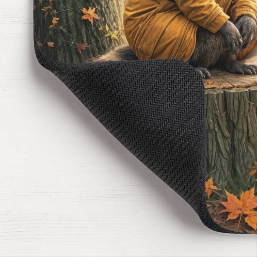 Raccoon auf einem Baumstumpf Mousepad (Ecke)