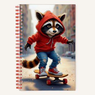 Raccoon auf Skateboard, Autorin Natasha Us Notizblock