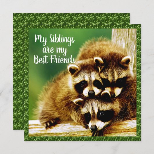 Raccoon Babies - Geschwister Die besten Freunde Ka Dankeskarte (Vorne/Hinten)
