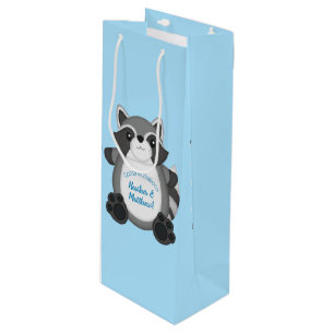 Raccoon Baby Dusche Blue Geschenktüte Für Weinflaschen