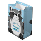 Raccoon Baby Dusche Blue Mittlere Geschenktüte (Vorderseite Schrägansicht)