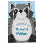 Raccoon Baby Dusche Blue Mittlere Geschenktüte (Vorderseite)
