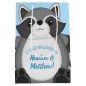 Raccoon Baby Dusche Blue Mittlere Geschenktüte (Rückseite)