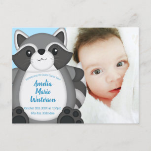 Raccoon Baby Dusche Blue Postkarte