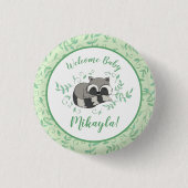 Raccoon Baby Dusche Button (Vorderseite)