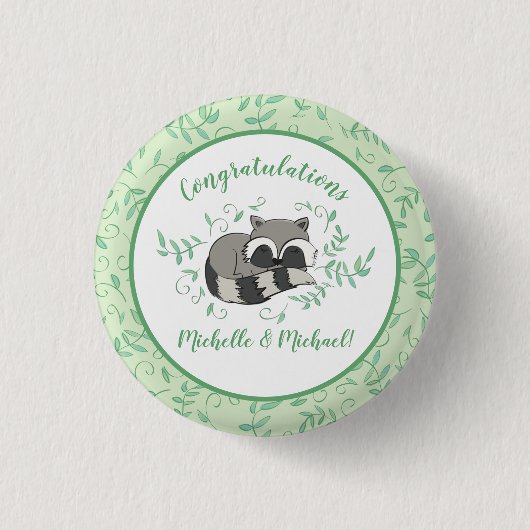 Raccoon Baby Dusche Button (Vorderseite)