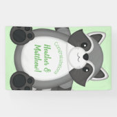 Raccoon Baby Dusche Grün Banner (Horizontal)