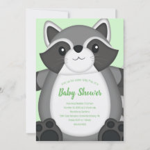 Raccoon Baby Dusche Grün