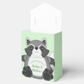 Raccoon Baby Dusche Grün Geschenkschachtel (Geöffnet)