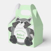 Raccoon Baby Dusche Grün Geschenkschachtel (Rückseite)
