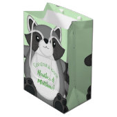 Raccoon Baby Dusche Grün Mittlere Geschenktüte (Vorderseite Schrägansicht)