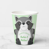 Raccoon Baby Dusche Grün Pappbecher (Rückseite)