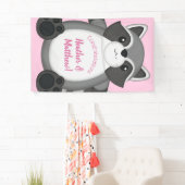 Raccoon Baby Dusche Rosa Banner (Insitu)
