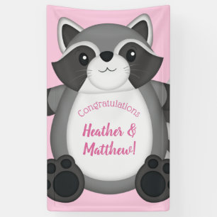 Raccoon Baby Dusche Rosa Banner