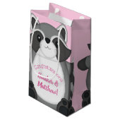 Raccoon Baby Dusche Rosa Kleine Geschenktüte (Rückseite Schrägansicht)