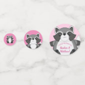 Raccoon Baby Dusche Rosa Konfetti (Vorderseiten)