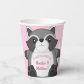 Raccoon Baby Dusche Rosa Pappbecher (Rückseite)