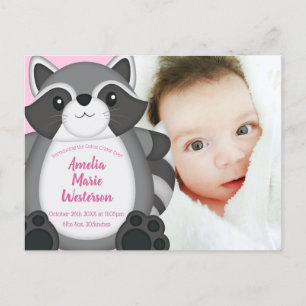 Raccoon Baby Dusche Rosa Postkarte