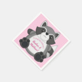 Raccoon Baby Dusche Rosa Serviette (Ecke)