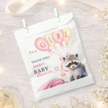 Raccoon Baby Shower Girl Pink Niedlich