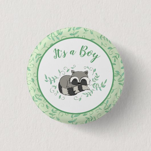 Raccoon Baby Shower Woodland Tiere Button (Vorderseite)
