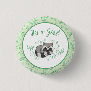 Raccoon Baby Shower Woodland Tiere Button