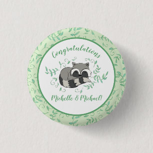 Raccoon Baby Shower Woodland Tiere Button