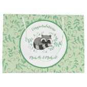Raccoon Baby Shower Woodland Tiere Große Geschenktüte (Rückseite)
