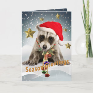 RACCOON BABY XMAS Saison - Grüße 2 Feiertagskarte