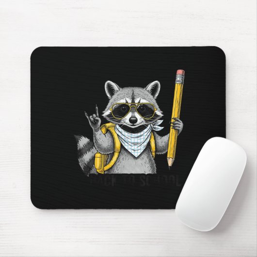 Raccoon Back To School Funny For Teacher Boy Girl Mousepad (Mit Mouse)