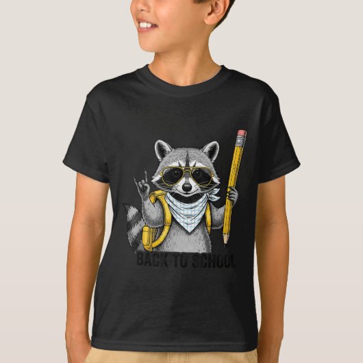 Raccoon Back To School Funny For Teacher Boy Girl  T-Shirt (Vorderseite)