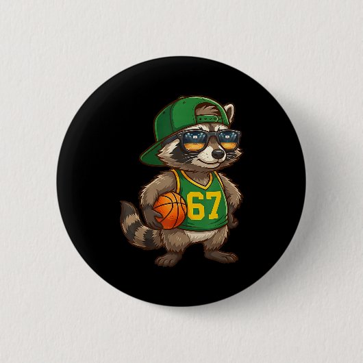 Raccoon Basketball 67 Gen Alpha Slang Srts Men Boy Button (Vorderseite)