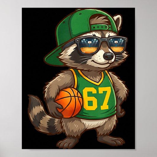 Raccoon Basketball 67 Gen Alpha Slang Srts Men Boy Poster (Vorne)