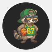 Raccoon Basketball 67 Gen Alpha Slang Srts Men Boy Runder Aufkleber (Vorderseite)