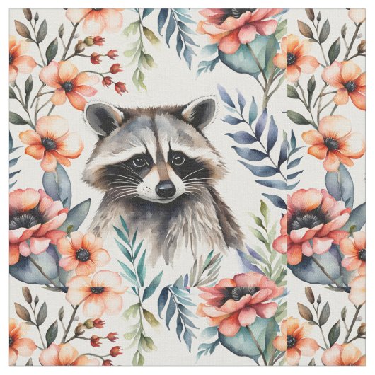 Raccoon bei Blume Stoff (Nahaufnahme)