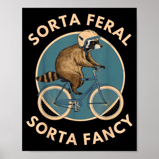 Raccoon Bicycle Riding Vintage Animal Funny Feral Poster (Vorne)