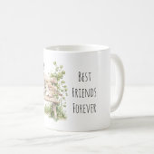 Raccoon Bird on Bench Best Friends Forever Kaffeetasse (VorderseiteRechts)