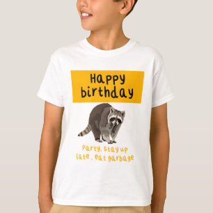 Raccoon Birthday Artwork Playful Forest Animal Ill T-Shirt