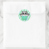 Raccoon Birthday Cupcake Runder Aufkleber (Tasche)