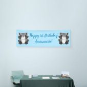 Raccoon Birthday Party Blue Banner (Messeveranstaltung)